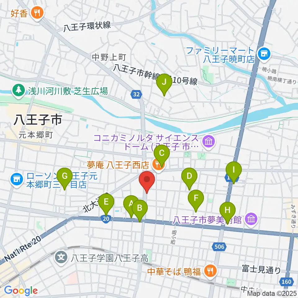 宮崎楽器周辺のカフェ一覧地図