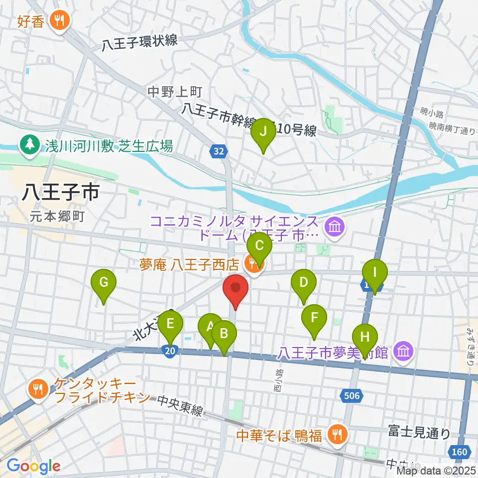 宮崎楽器周辺のカフェ一覧地図
