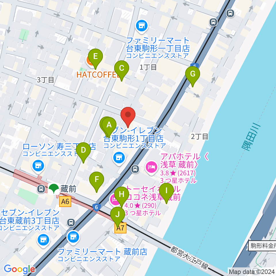 浅草Gold Sounds周辺のカフェ一覧地図