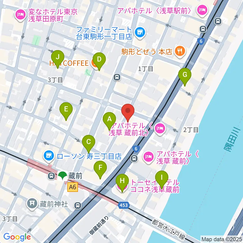 浅草Gold Sounds周辺のカフェ一覧地図