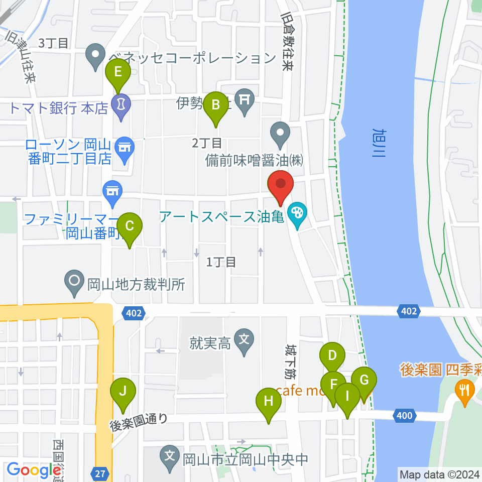 岡山Live Stage Ark周辺のカフェ一覧地図