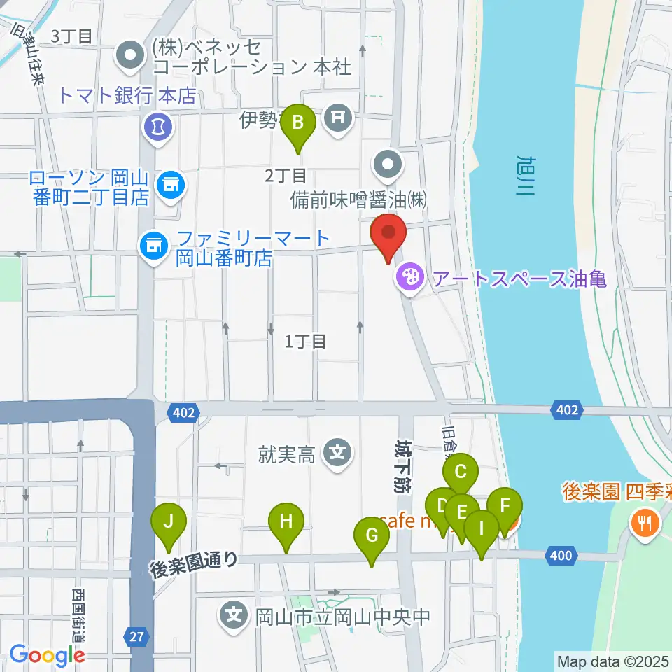 岡山Live Stage Ark周辺のカフェ一覧地図