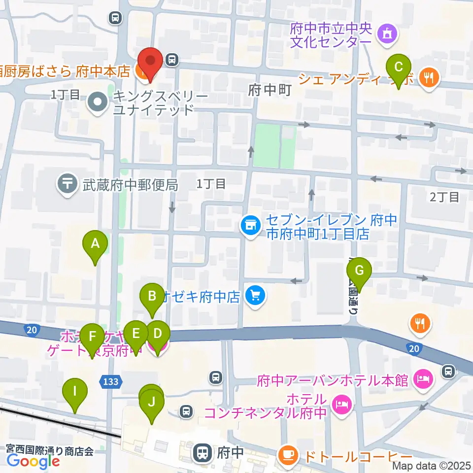 サウンドスタジオエイト府中周辺のカフェ一覧地図
