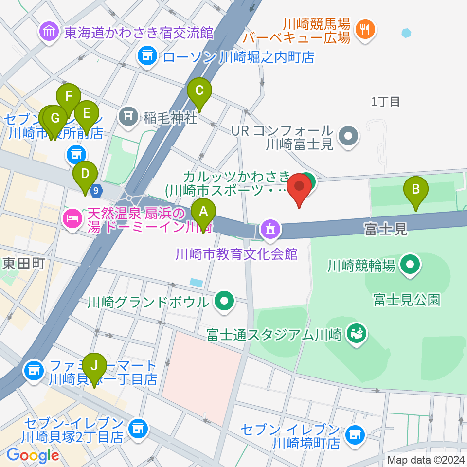 カルッツかわさきホール周辺のカフェ一覧地図