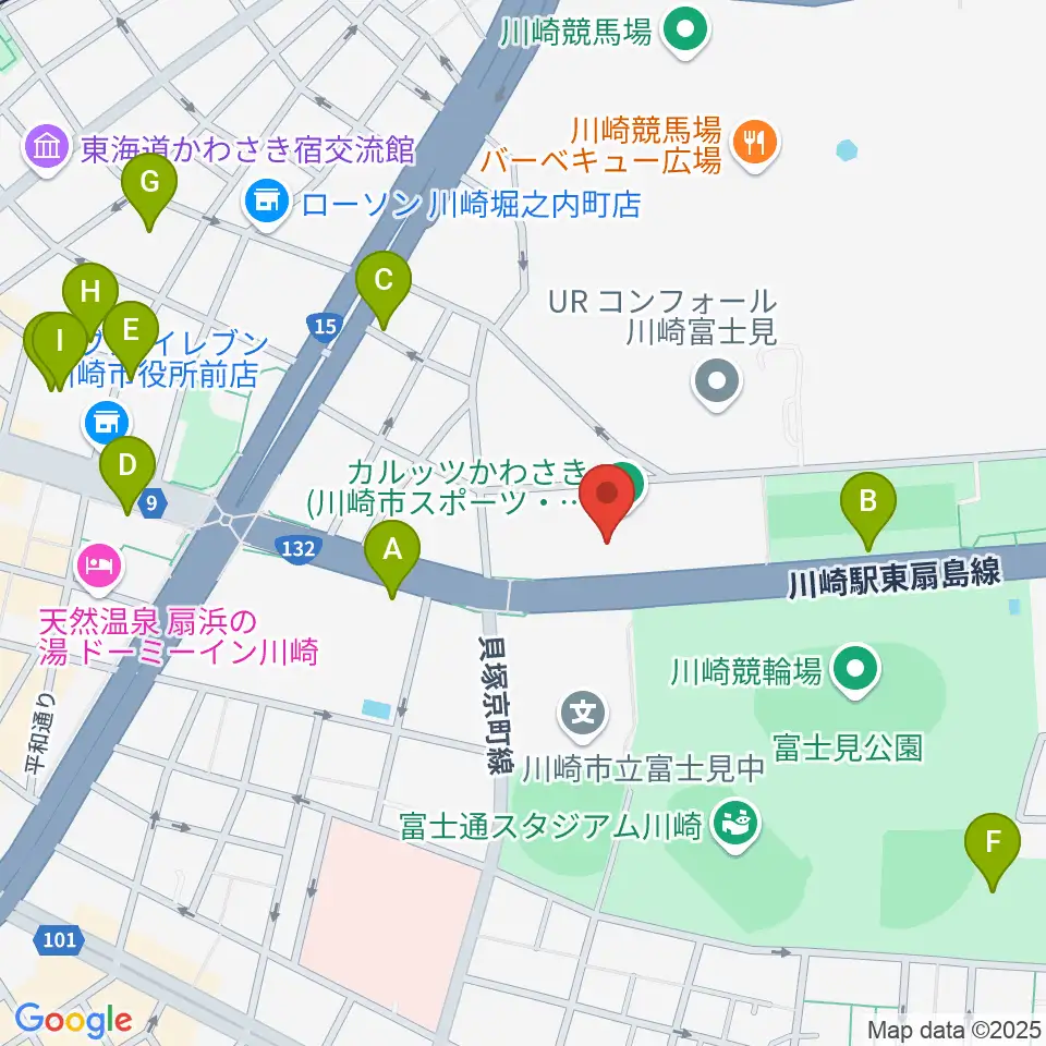 カルッツかわさきホール周辺のカフェ一覧地図
