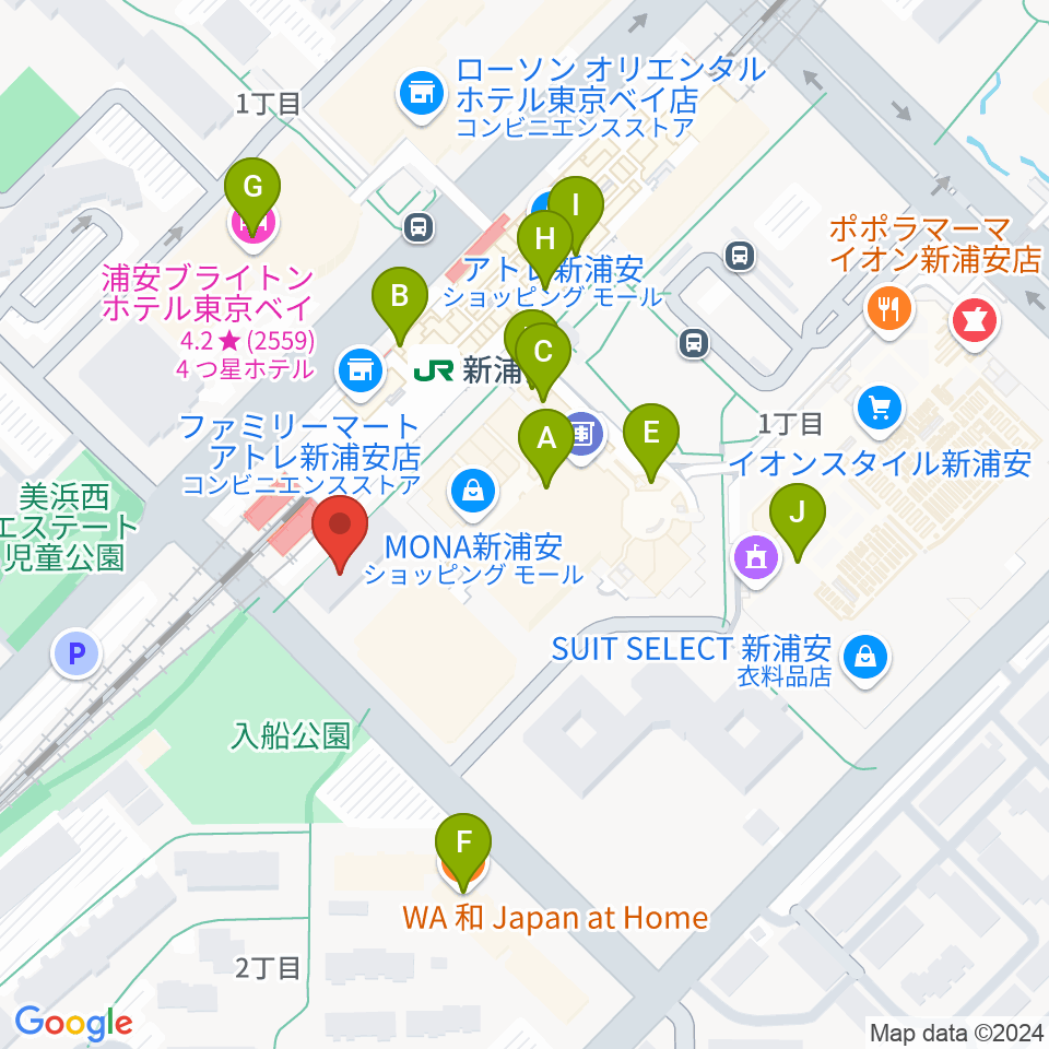 J:COM 浦安音楽ホール周辺のカフェ一覧地図