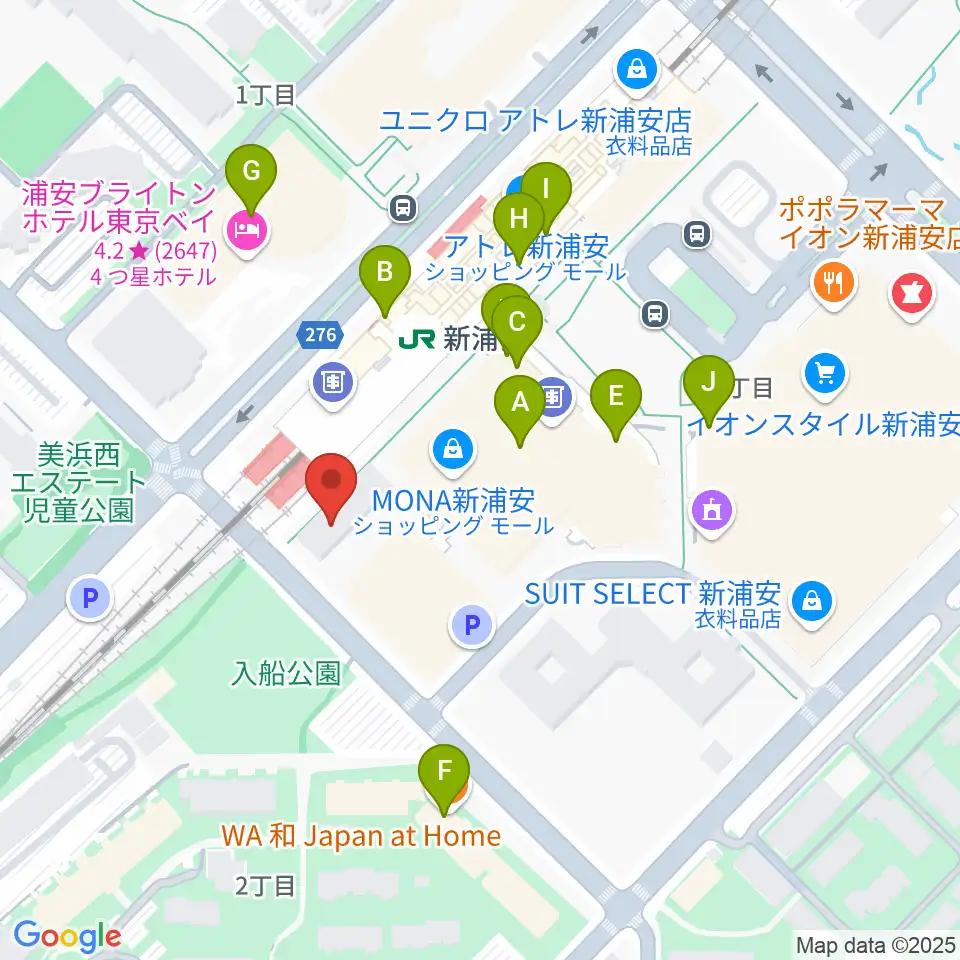 J:COM 浦安音楽ホール周辺のカフェ一覧地図