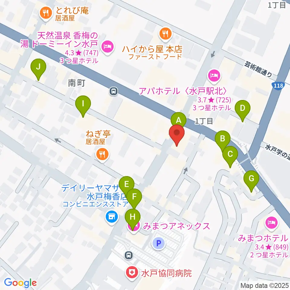 水戸ペーパームーン周辺のカフェ一覧地図