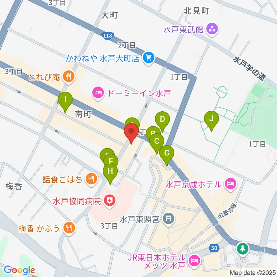 水戸ペーパームーン周辺のカフェ一覧地図
