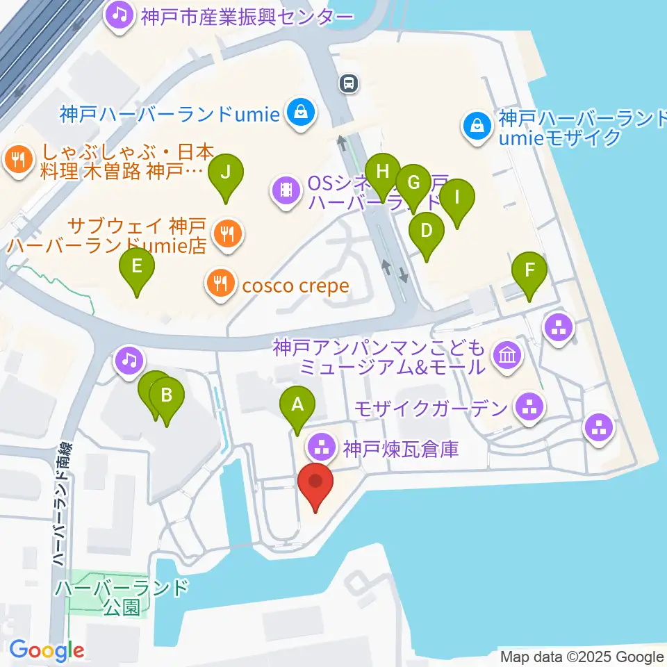 神戸煉瓦倉庫 K-wave周辺のカフェ一覧地図