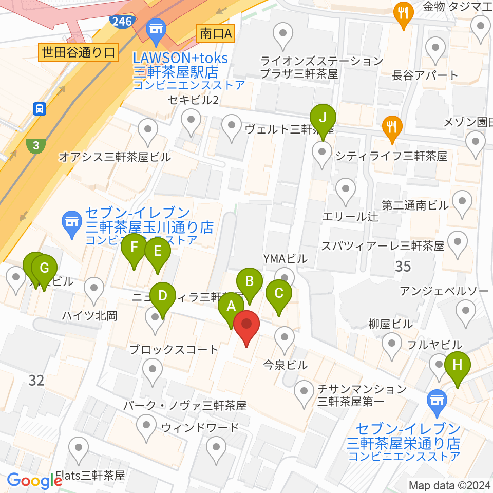 三軒茶屋HEAVEN'S DOOR周辺のカフェ一覧地図