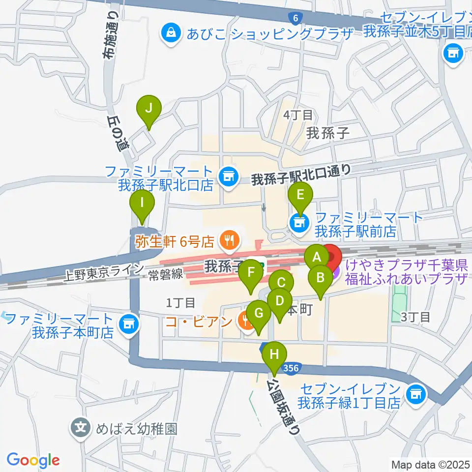 千葉県福祉ふれあいプラザ周辺のカフェ一覧地図