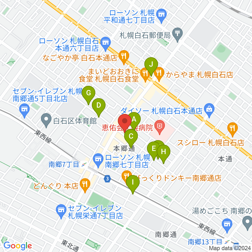 札幌エルナイン周辺のカフェ一覧地図