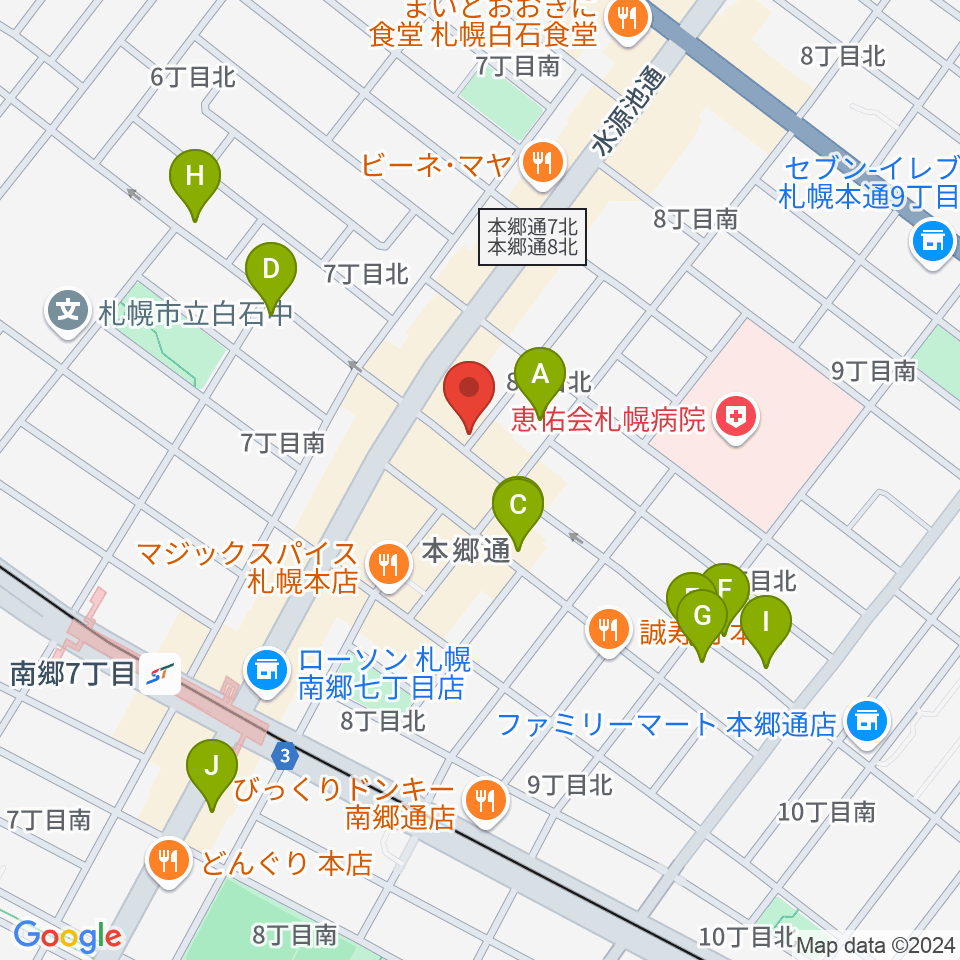 札幌エルナイン周辺のカフェ一覧地図