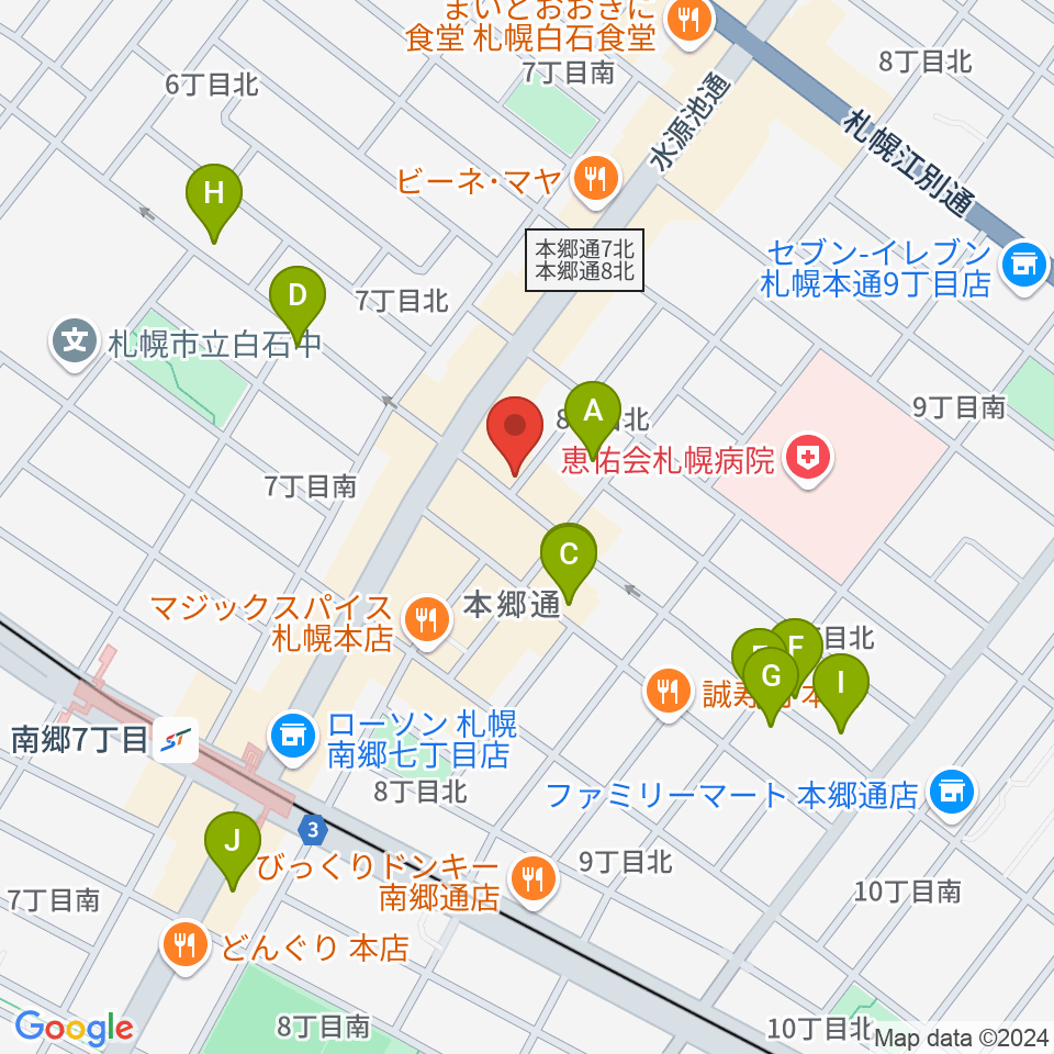 札幌エルナイン周辺のカフェ一覧地図