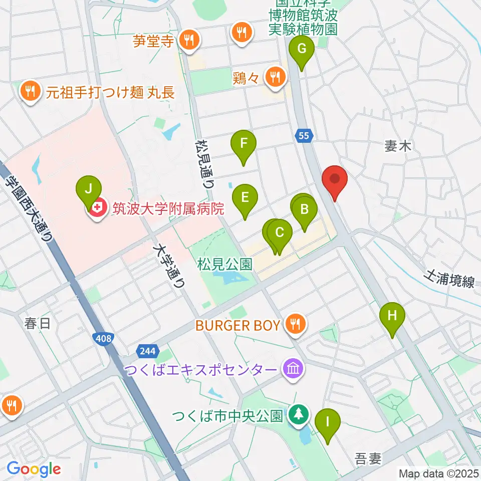 ホソダ興産グランドピアノ練習室周辺のカフェ一覧地図