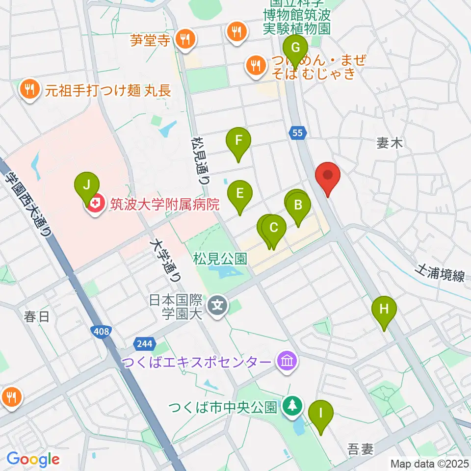 ホソダ興産グランドピアノ練習室周辺のカフェ一覧地図