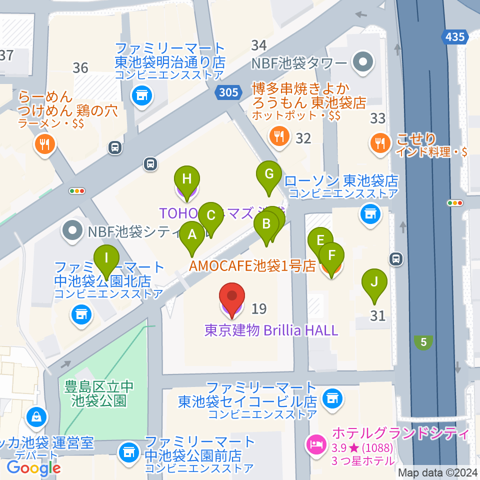 東京建物ブリリアホール周辺のカフェ一覧地図