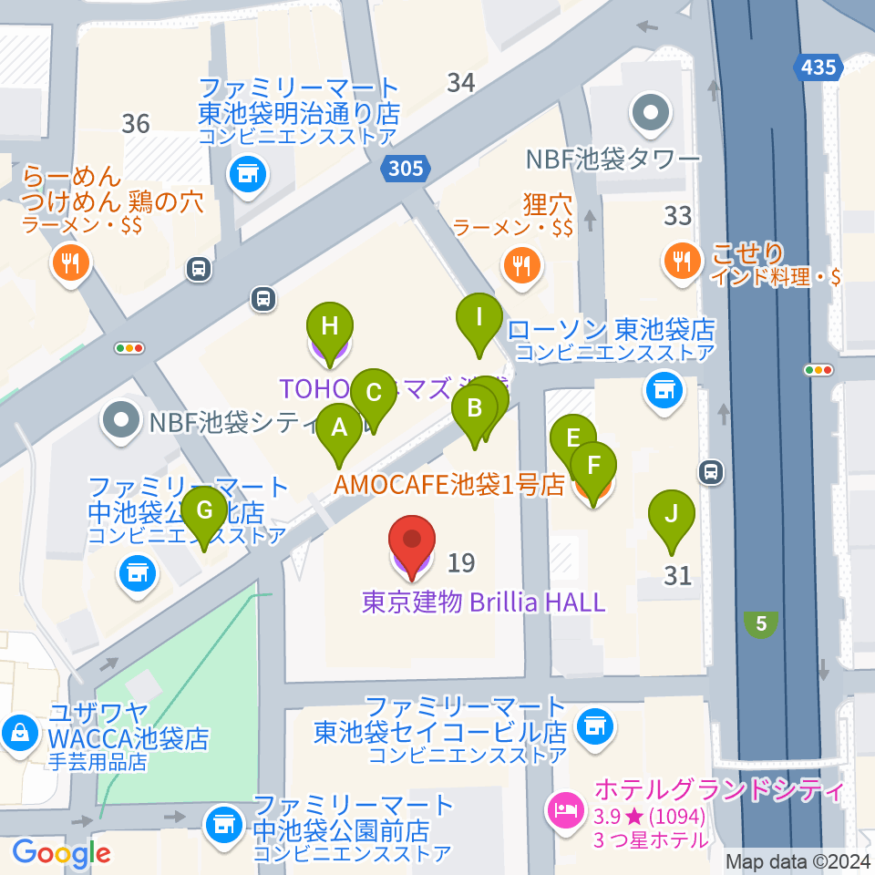 東京建物ブリリアホール周辺のカフェ一覧地図