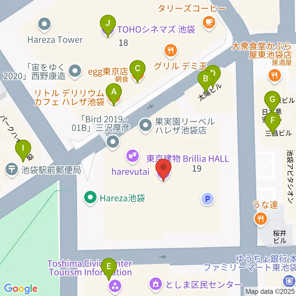 東京建物ブリリアホール周辺のカフェ一覧地図