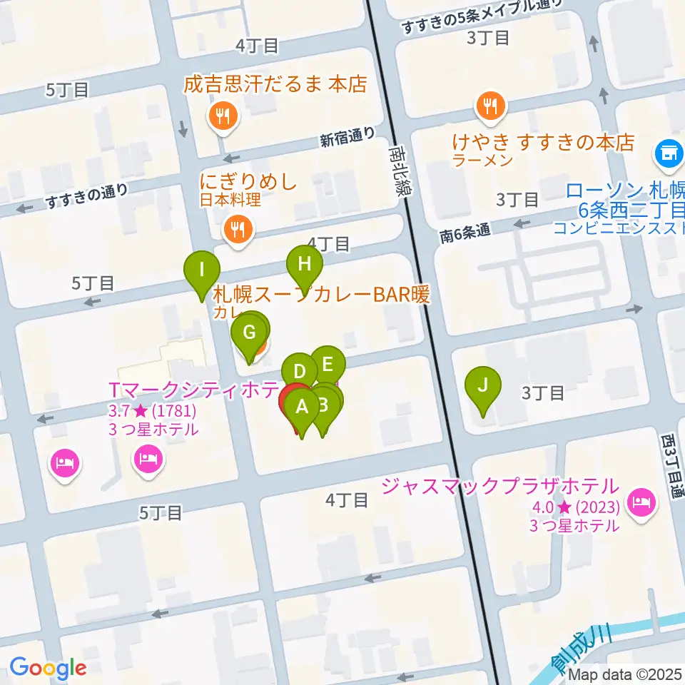 札幌XENON周辺のカフェ一覧地図