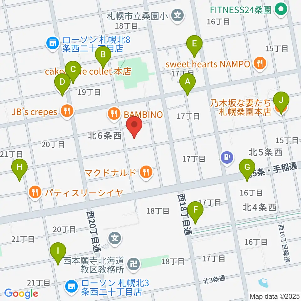 ディスカバリースタジオ周辺のカフェ一覧地図