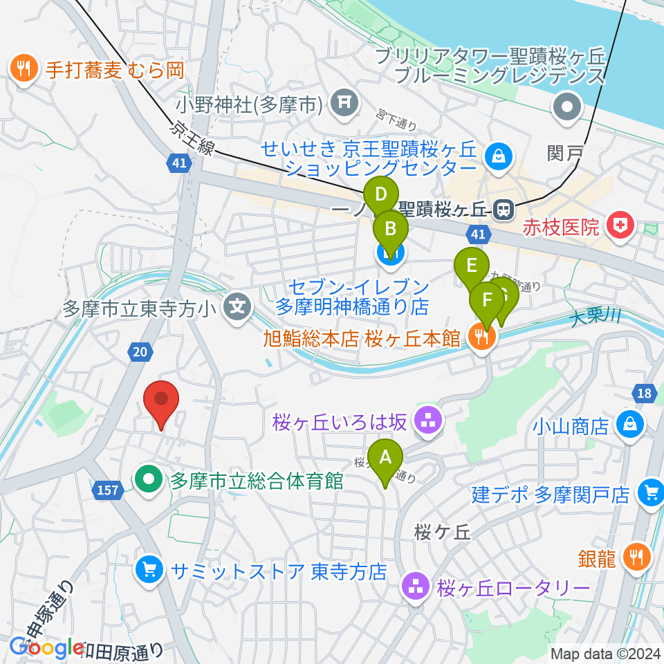 大樹バイオリン工房周辺のカフェ一覧地図