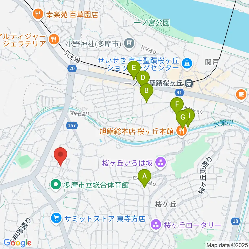 大樹バイオリン工房周辺のカフェ一覧地図