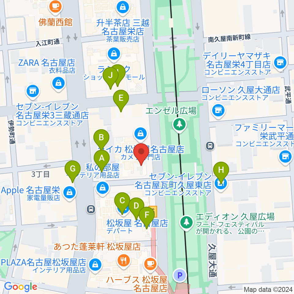 名古屋ReNY limited周辺のカフェ一覧地図