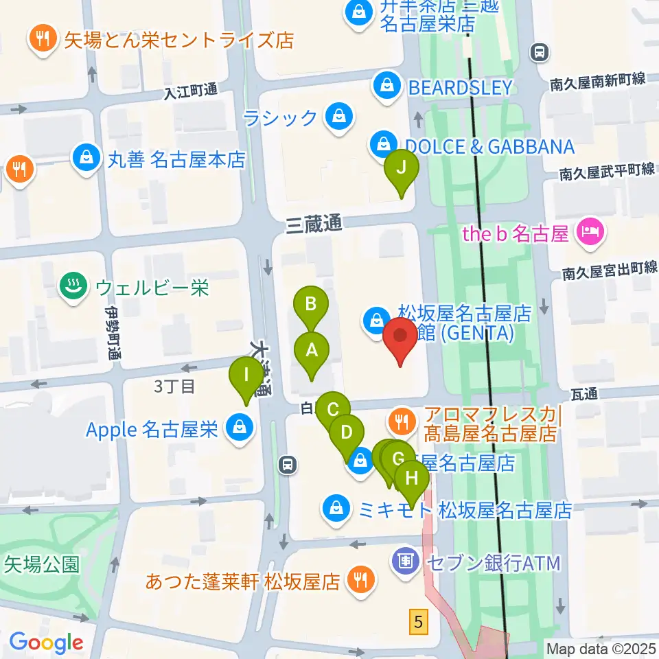 名古屋ReNY limited周辺のカフェ一覧地図