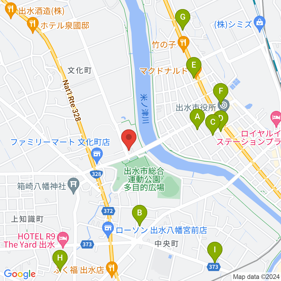 マルマエ音楽ホール出水周辺のカフェ一覧地図