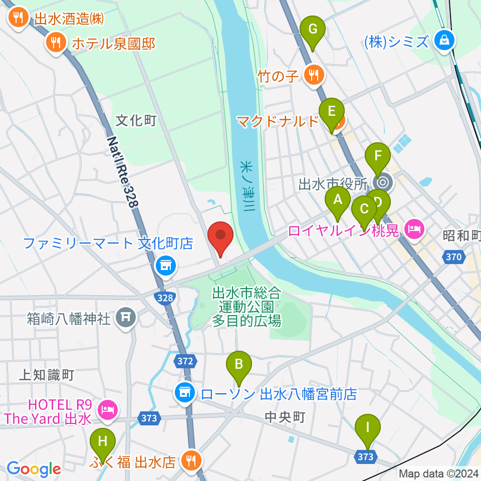 マルマエ音楽ホール出水周辺のカフェ一覧地図