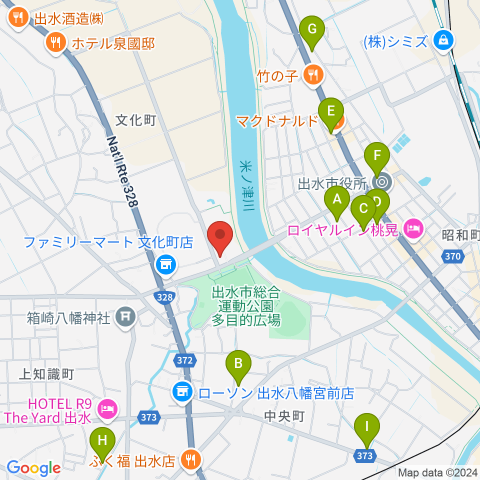 マルマエ音楽ホール出水周辺のカフェ一覧地図