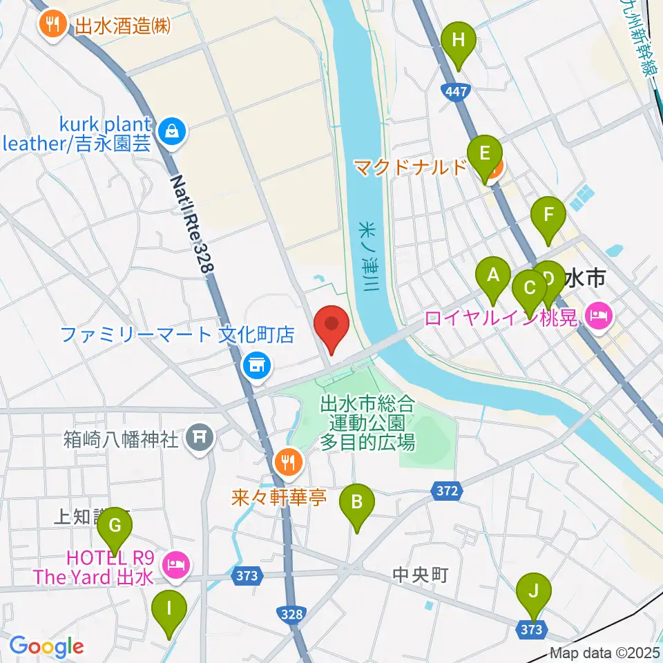 マルマエ音楽ホール出水周辺のカフェ一覧地図