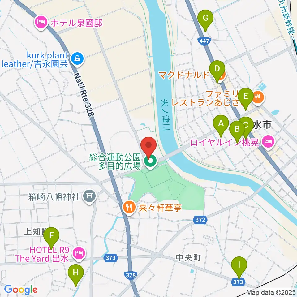 マルマエ音楽ホール出水周辺のカフェ一覧地図