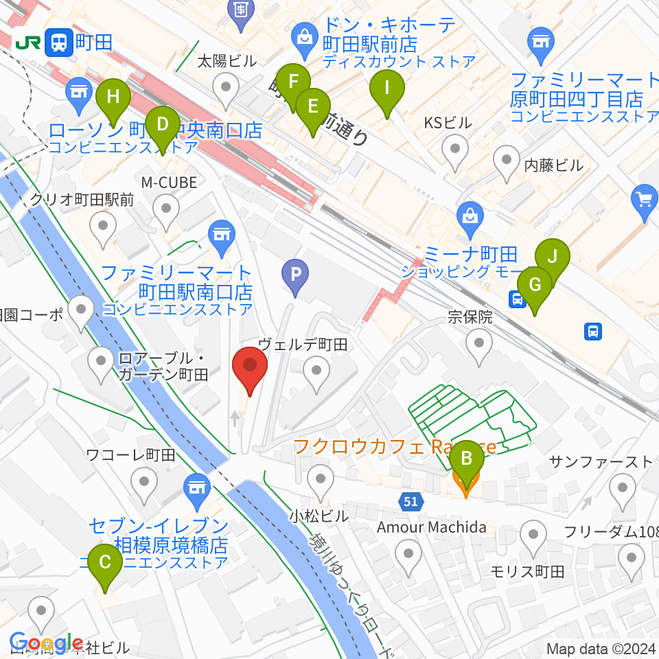 YOKOTA BASE STUDIO周辺のカフェ一覧地図