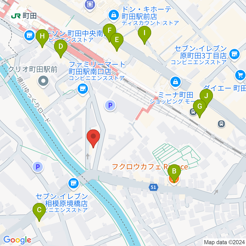 YOKOTA BASE STUDIO周辺のカフェ一覧地図