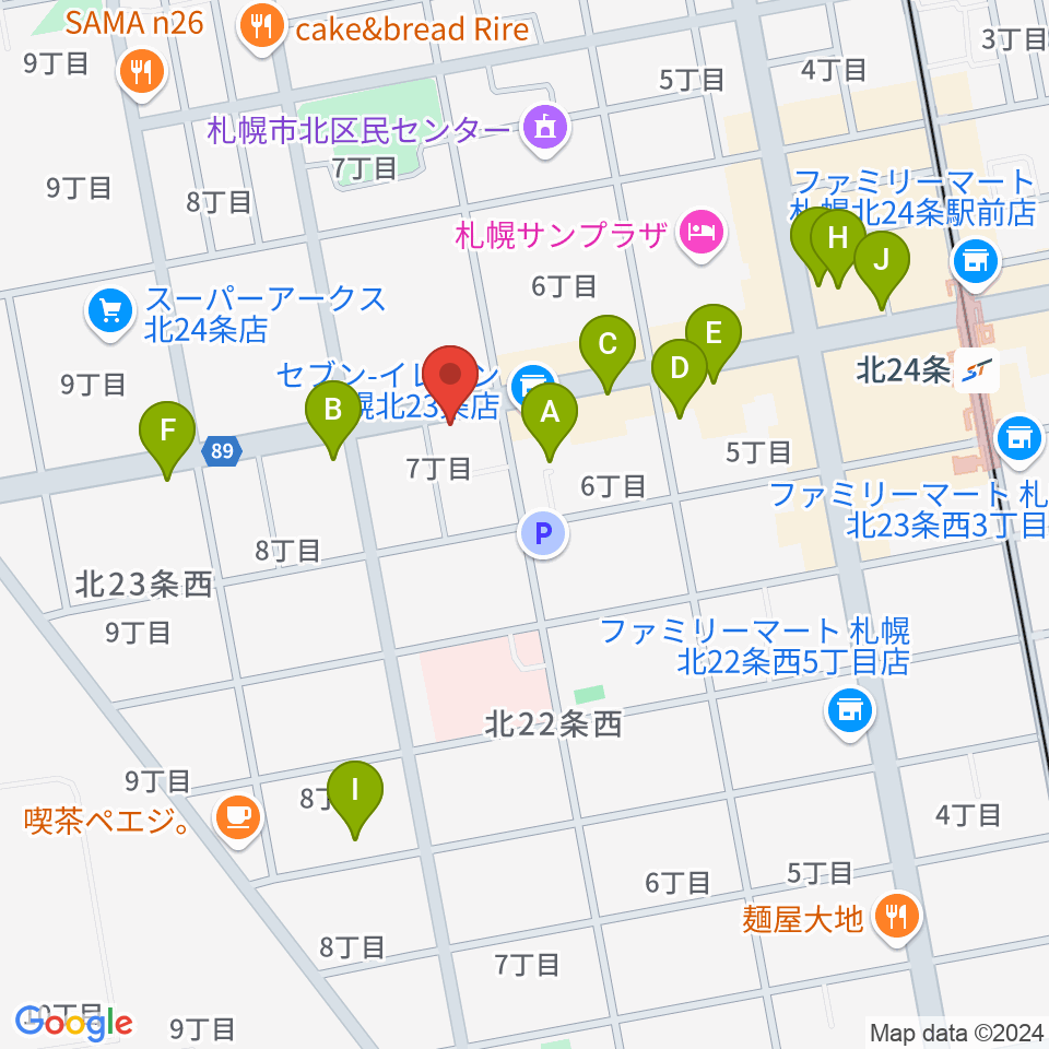 ジングルホール周辺のカフェ一覧地図