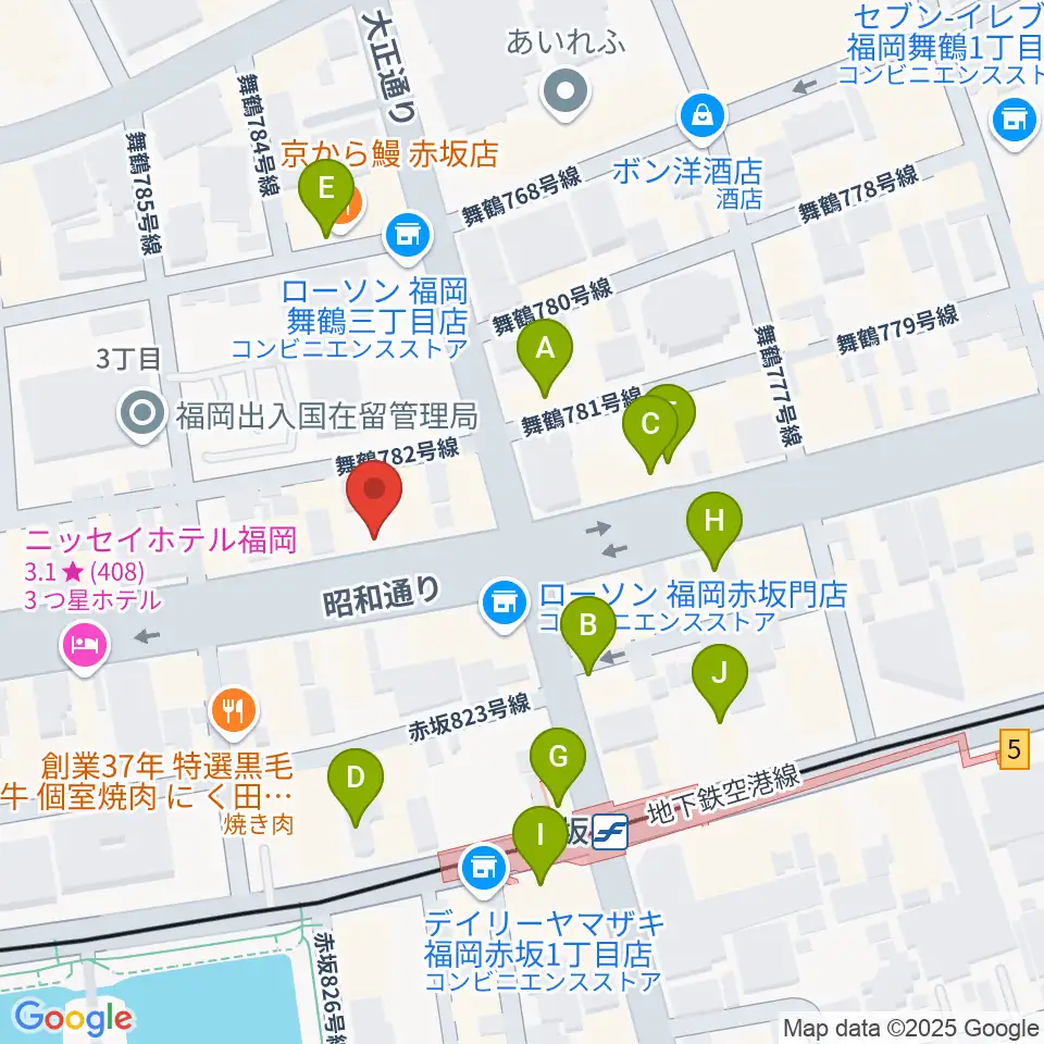 専門学校ESPエンタテインメント福岡周辺のカフェ一覧地図