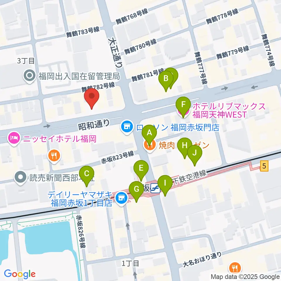 専門学校ESPエンタテインメント福岡周辺のカフェ一覧地図