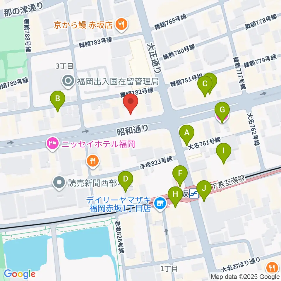 専門学校ESPエンタテインメント福岡周辺のカフェ一覧地図