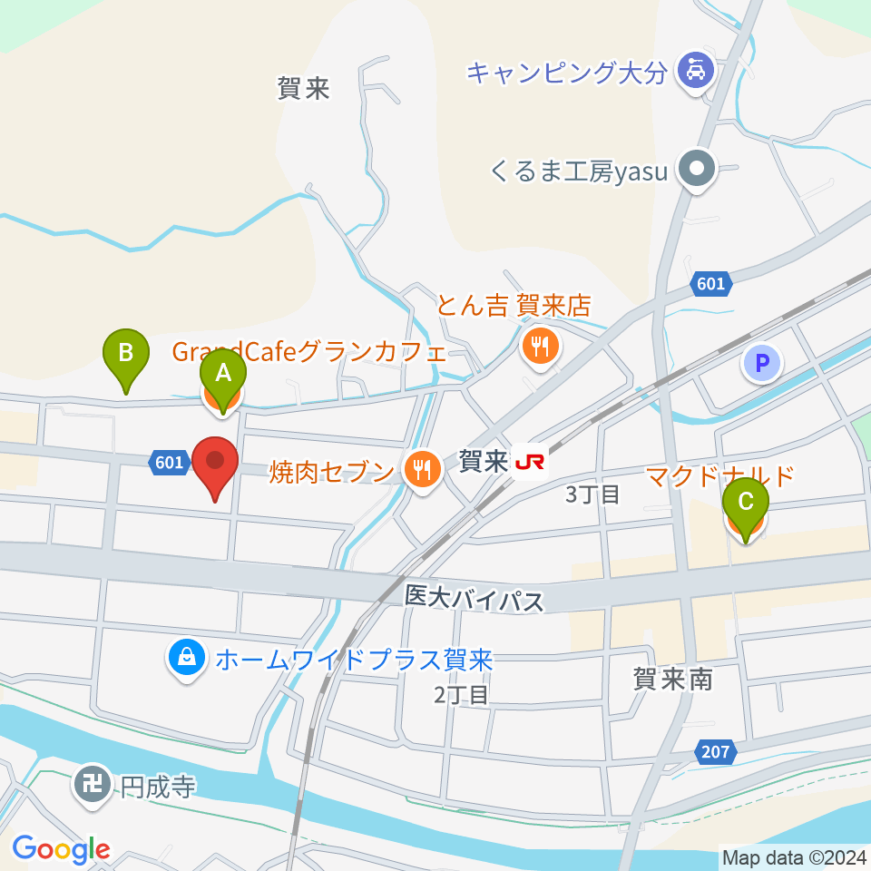 ソニコドラム教室周辺のカフェ一覧地図