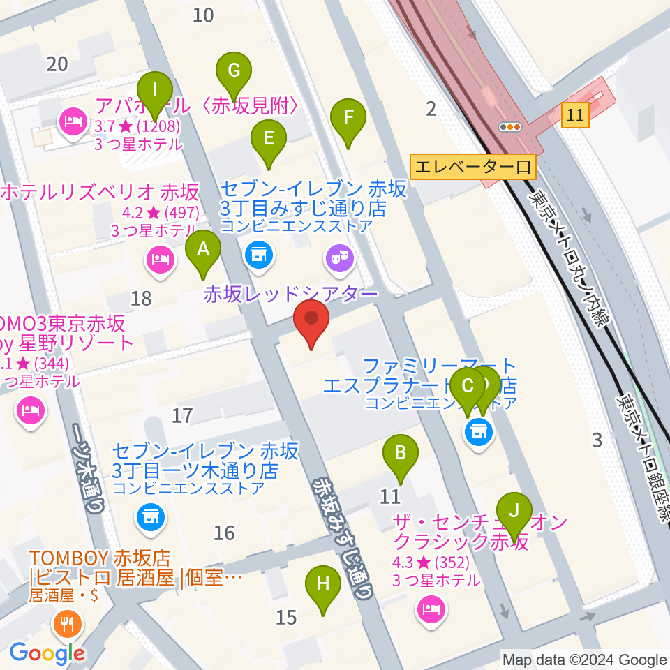 赤坂STAGE-1周辺のカフェ一覧地図