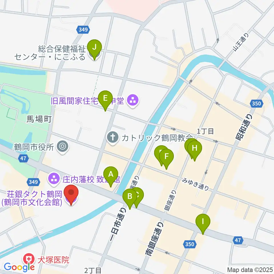 荘銀タクト鶴岡周辺のカフェ一覧地図