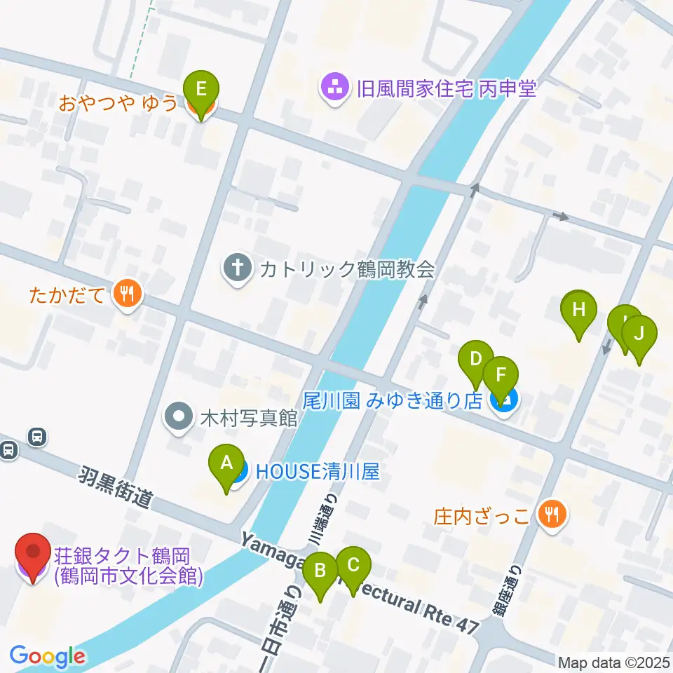 荘銀タクト鶴岡周辺のカフェ一覧地図
