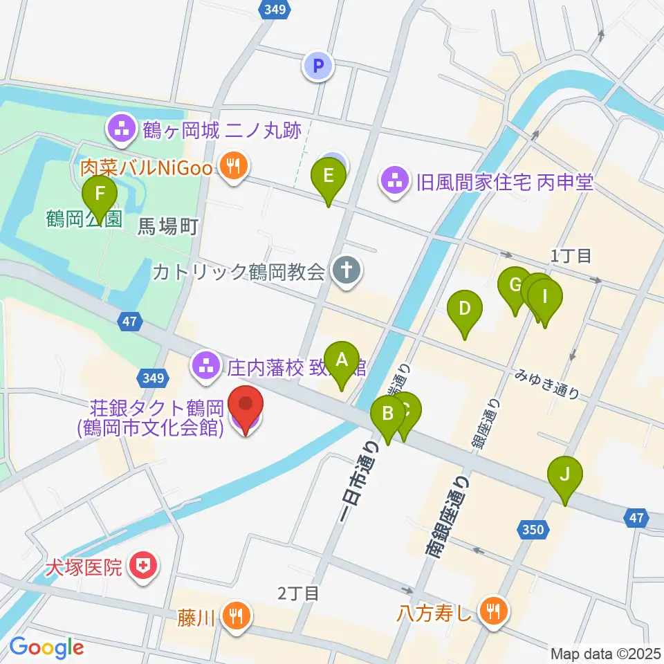 荘銀タクト鶴岡周辺のカフェ一覧地図