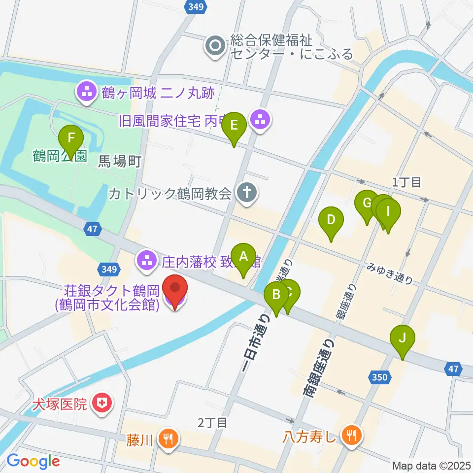 荘銀タクト鶴岡周辺のカフェ一覧地図