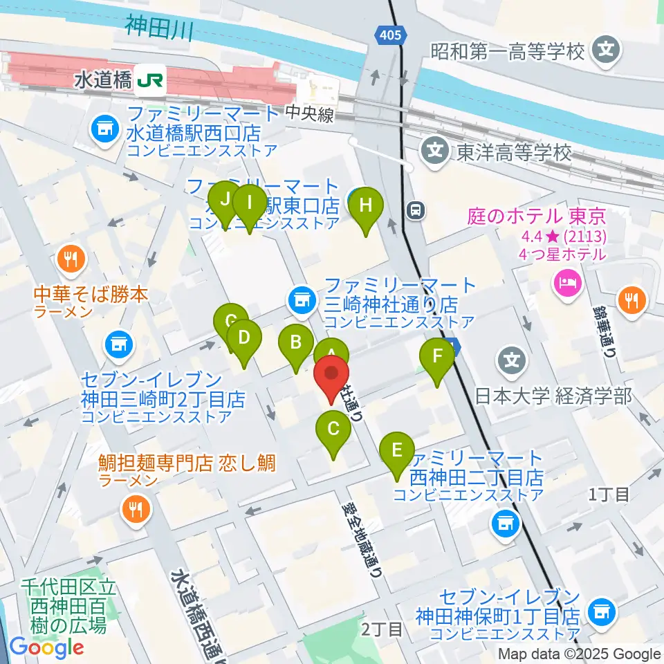 アクアダクトスタジオ周辺のカフェ一覧地図