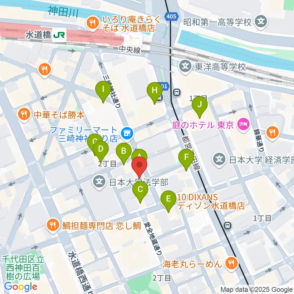 アクアダクトスタジオ周辺のカフェ一覧地図