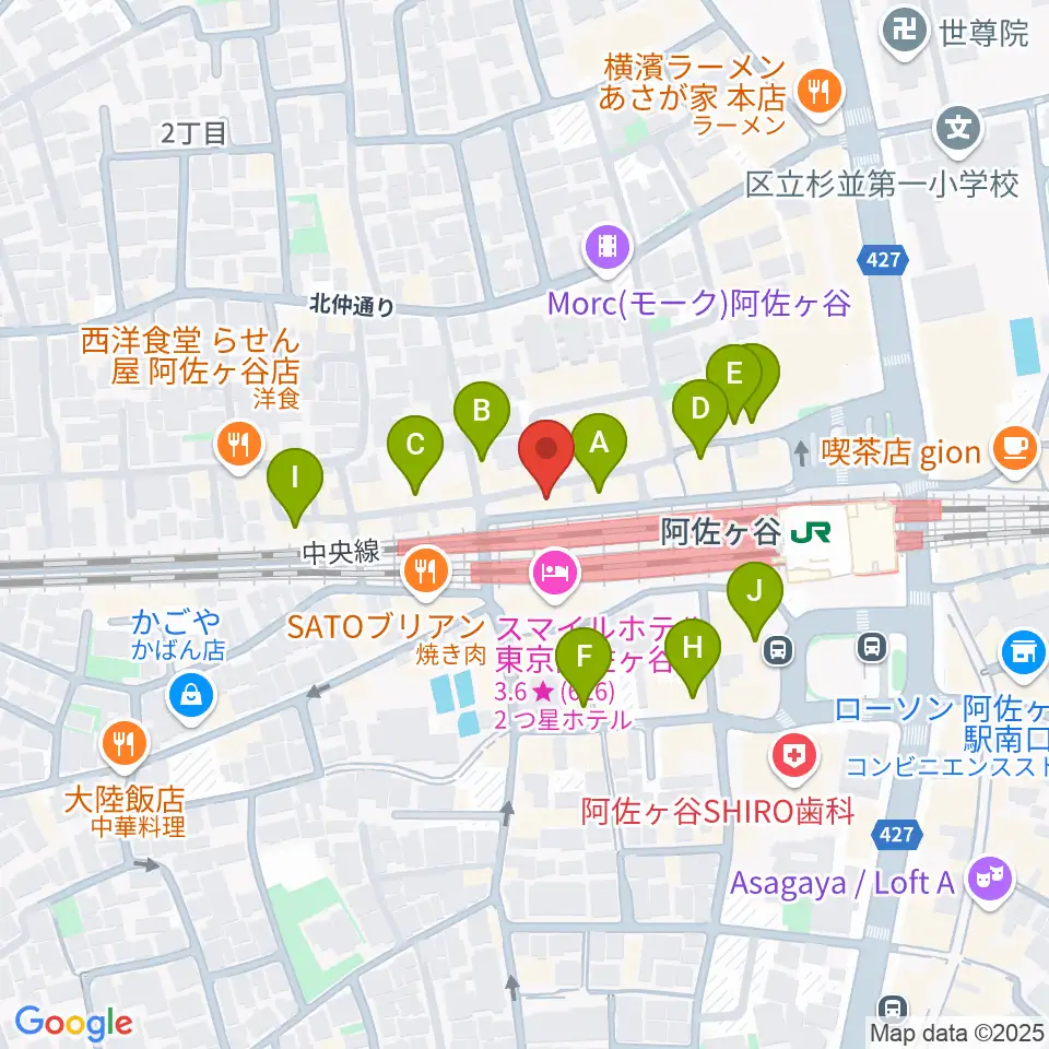 阿佐ヶ谷マンハッタン周辺のカフェ一覧地図